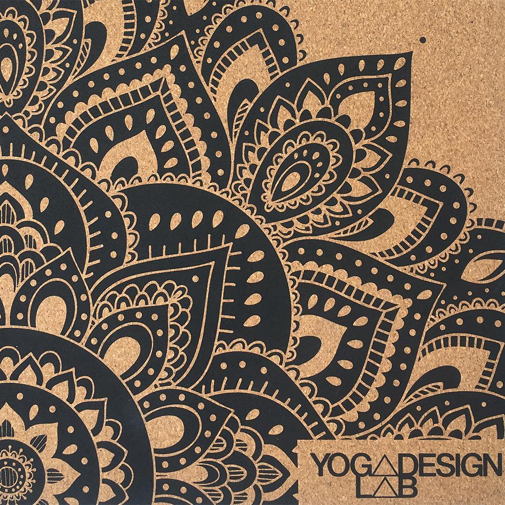 Travel Cork Yoga Mat - Mandala Black