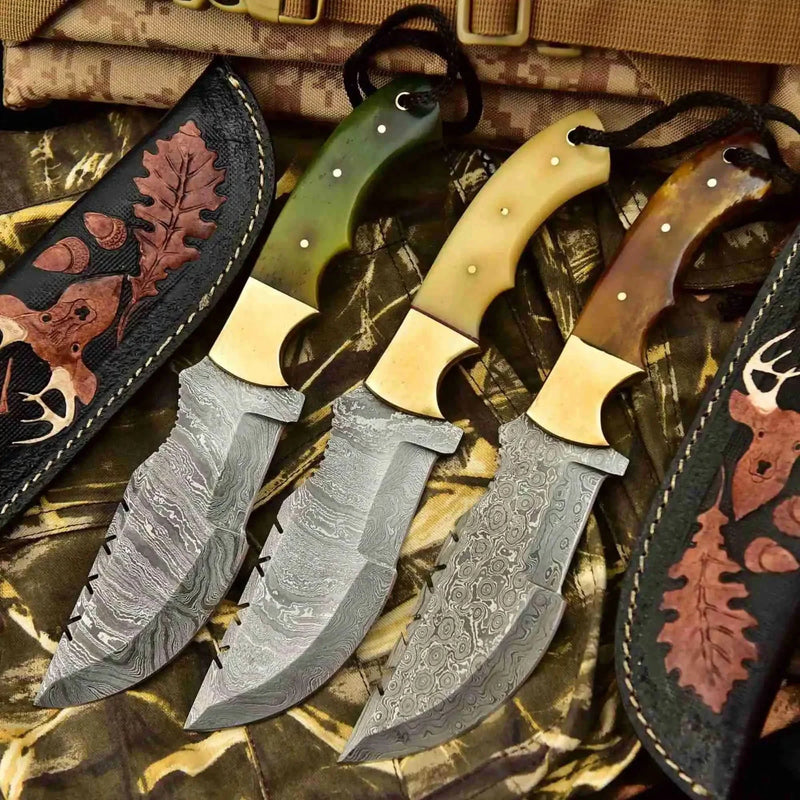 Load image into Gallery viewer, Canyon Tracker Survival Knife Damascus Steel Multiple Handle Colors | JW SteelCrafts
