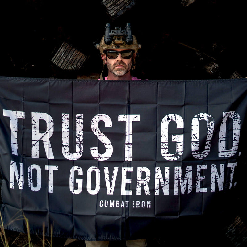 Load image into Gallery viewer, Trust God. Not Government. Distressed 3' X 5' Wall Flag
