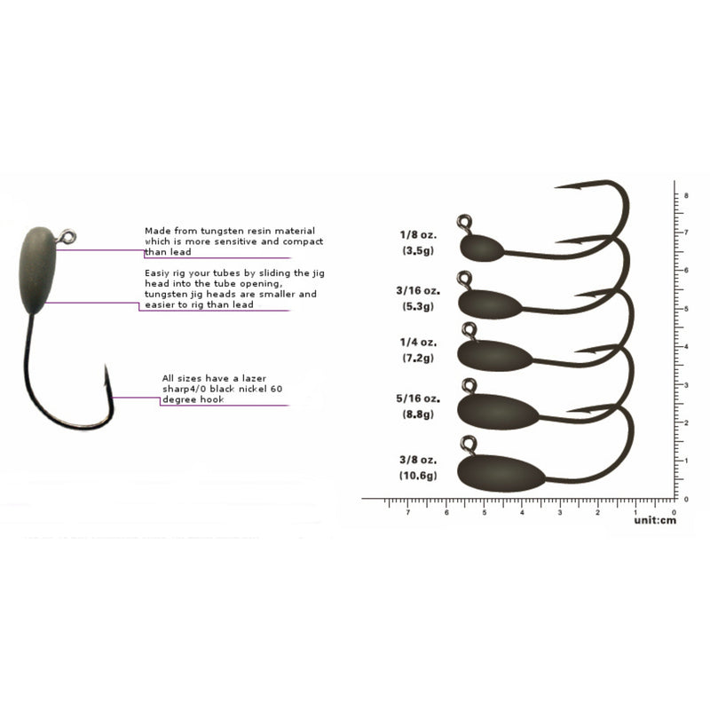 Load image into Gallery viewer, Reaction Tackle Tungsten Tube Jig Heads- 5-Pack
