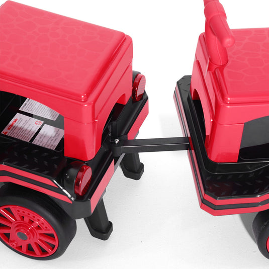 12V Two-Seater Electric Ride-On Train for Kids with Music and Lights, Red/Blue
