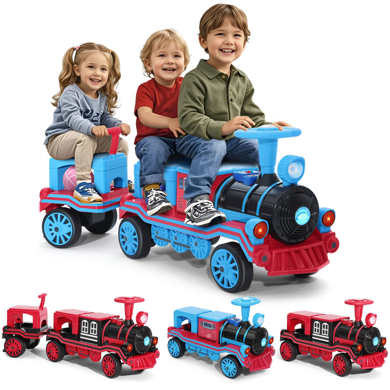 Load image into Gallery viewer, 12V Two-Seater Electric Ride-On Train for Kids with Music and Lights, Red/Blue

