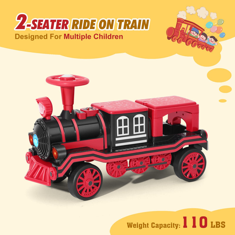 Load image into Gallery viewer, 12V Two-Seater Electric Ride-On Train for Kids with Music and Lights, Red/Blue
