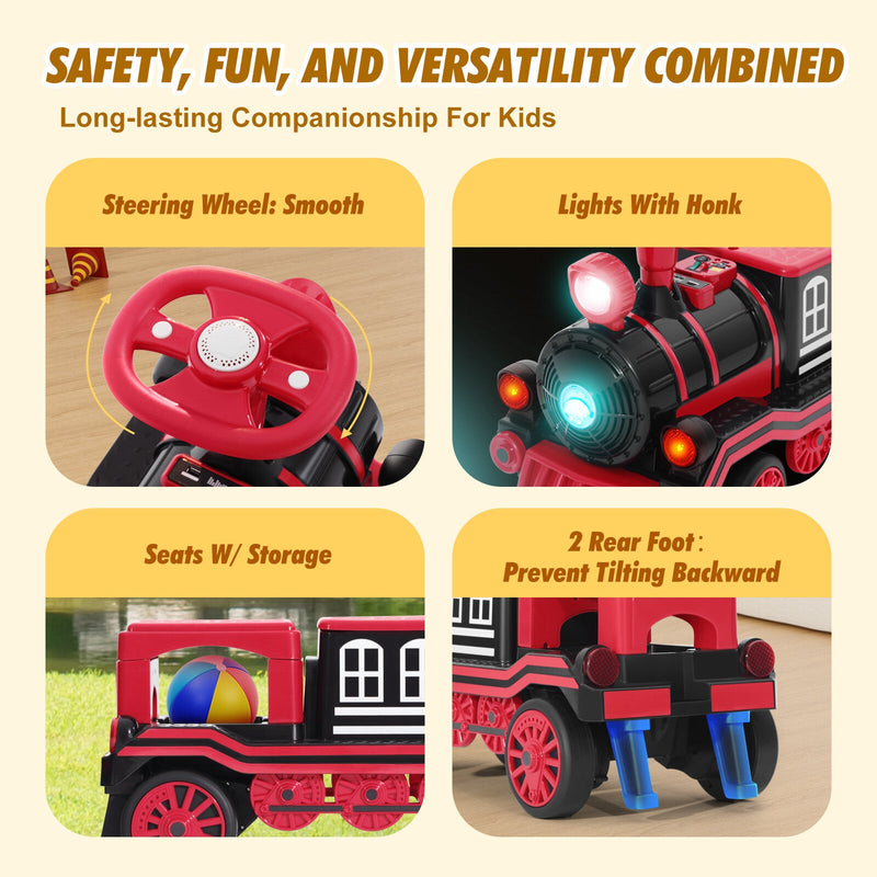 Load image into Gallery viewer, 12V Two-Seater Electric Ride-On Train for Kids with Music and Lights, Red/Blue

