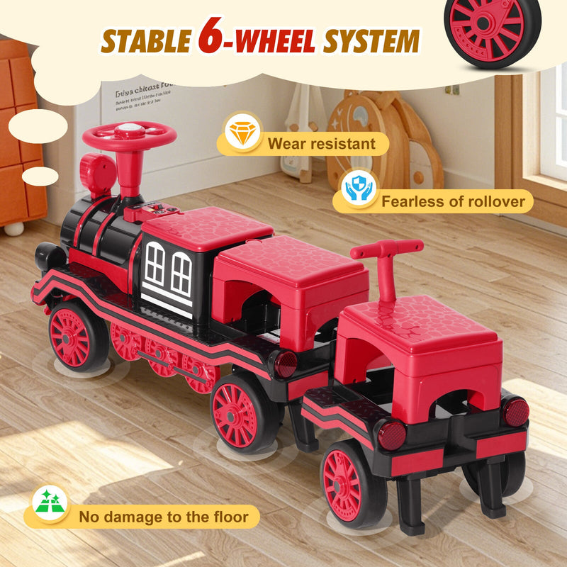 Load image into Gallery viewer, 12V Two-Seater Electric Ride-On Train for Kids with Music and Lights, Red/Blue
