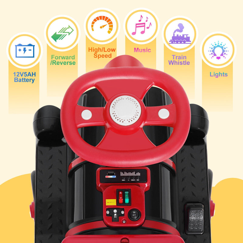 Load image into Gallery viewer, 12V Two-Seater Electric Ride-On Train for Kids with Music and Lights, Red/Blue
