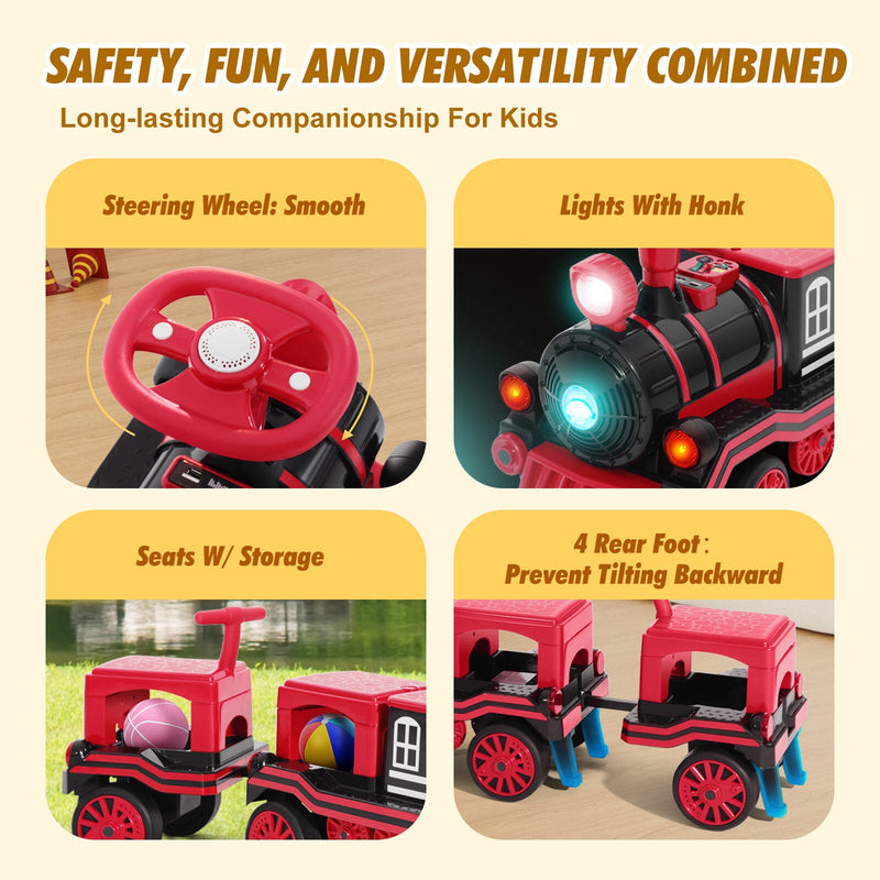 Load image into Gallery viewer, 12V Two-Seater Electric Ride-On Train for Kids with Music and Lights, Red/Blue
