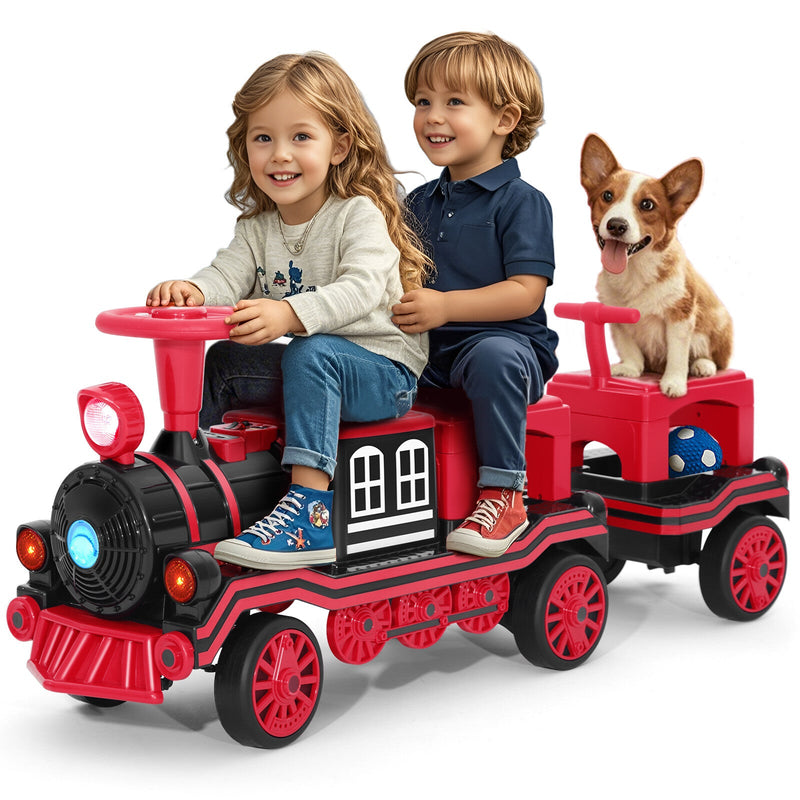 Load image into Gallery viewer, 12V Two-Seater Electric Ride-On Train for Kids with Music and Lights, Red/Blue
