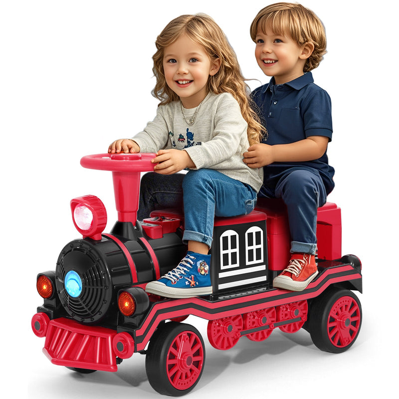 Load image into Gallery viewer, 12V Two-Seater Electric Ride-On Train for Kids with Music and Lights, Red/Blue
