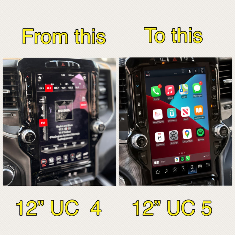 Load image into Gallery viewer, 2019-2021 RAM 1500 UBQ Uconnect 5 Upgrade kit with 12-inch Touchscreen including Wireless Apple CarPlay / Android Auto
