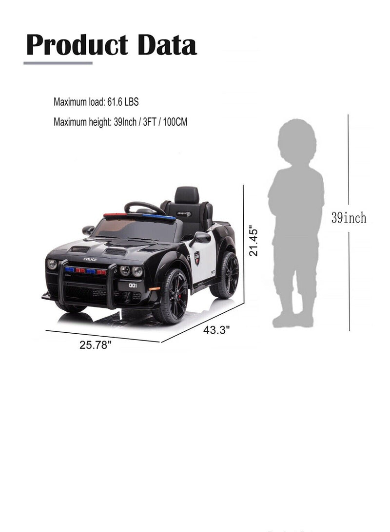 Load image into Gallery viewer, Ultimate Dodge Challenger SRT Hellcat Police Car 12V Kids Ride-On Toy with Remote Control
