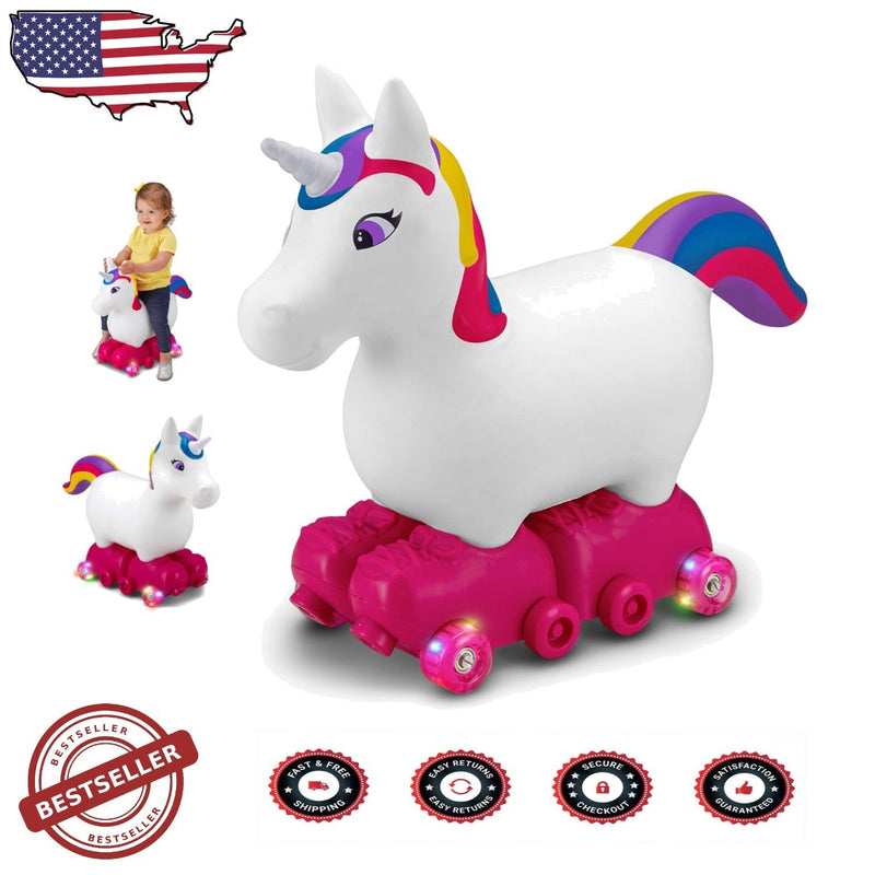 Load image into Gallery viewer, Inflatable Unicorn Ride-On Toy with Light-Up Roller Skates for Toddlers Ages 1-3

