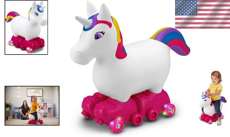 Load image into Gallery viewer, Inflatable Unicorn Ride-On Toy with Light-Up Roller Skates for Toddlers Ages 1-3
