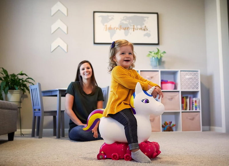 Load image into Gallery viewer, Inflatable Unicorn Ride-On Toy with Light-Up Roller Skates for Toddlers Ages 1-3
