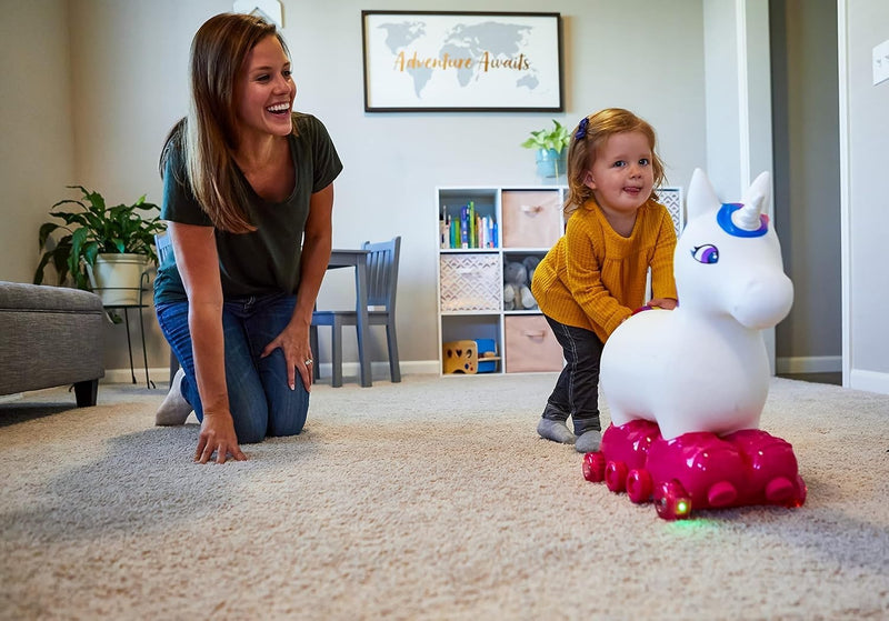Load image into Gallery viewer, Inflatable Unicorn Ride-On Toy with Light-Up Roller Skates for Toddlers Ages 1-3
