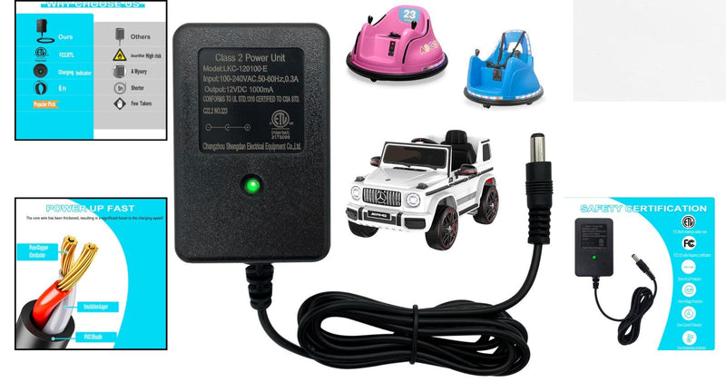 Load image into Gallery viewer, 12V Universal Battery Charger for Kids&#39; Ride-On Toys with Safety Certification
