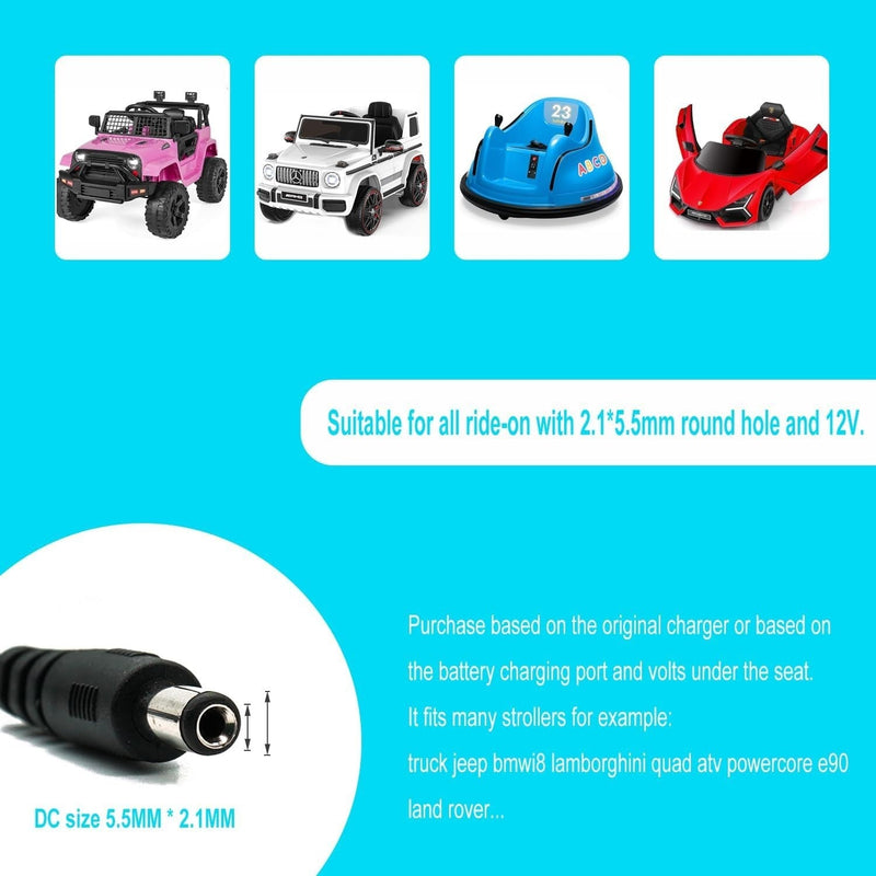 Load image into Gallery viewer, 12V Universal Battery Charger for Kids&#39; Ride-On Toys with Safety Certification
