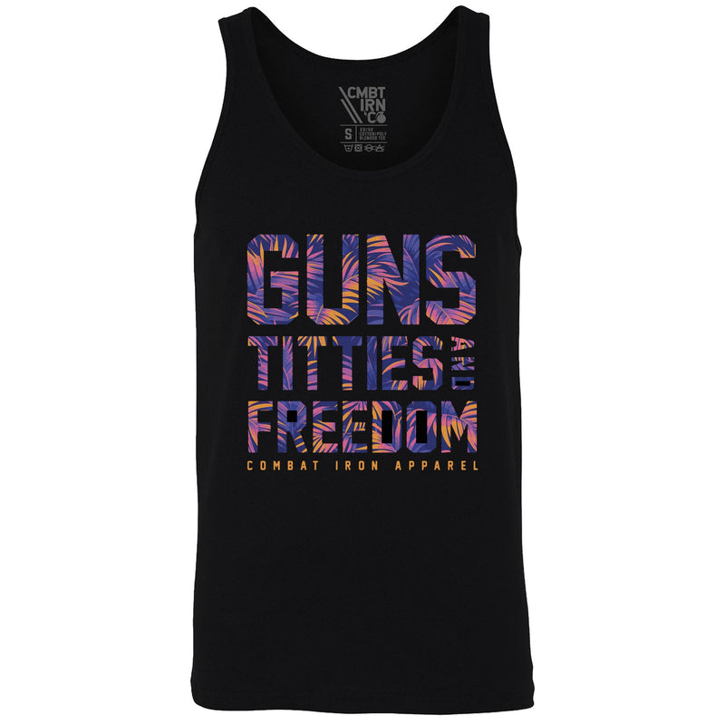 Load image into Gallery viewer, Guns, Titties, Freedom Men's Tank
