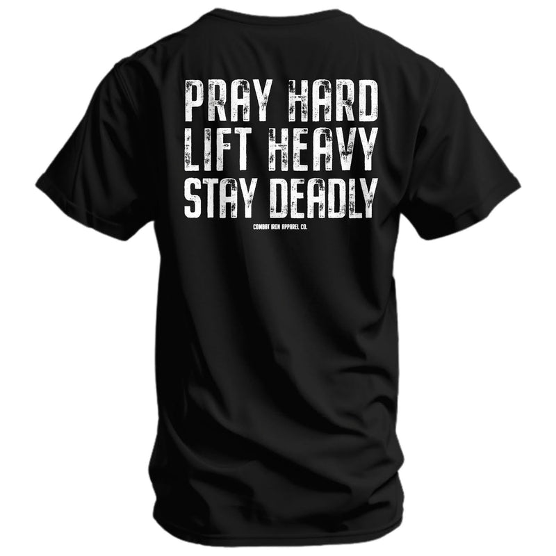 Load image into Gallery viewer, Pray Hard. Lift Heavy. Stay Deadly. V2 Men's T-Shirt
