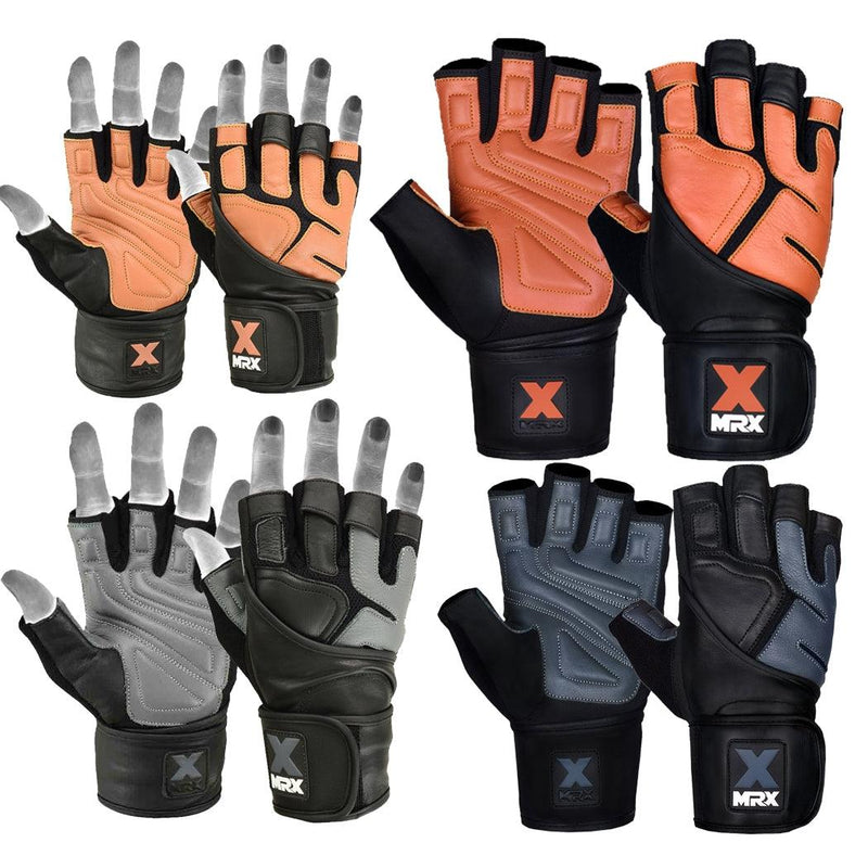 Load image into Gallery viewer, Mrx Men's Weight Lifting Pro Leather Gloves 18 Inches Long Wrist Strap
