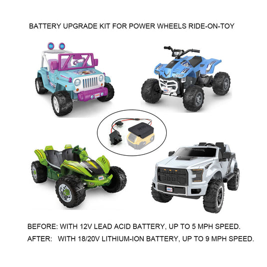 18V/20V Lithium-Ion Battery Upgrade Kit for Power Wheels