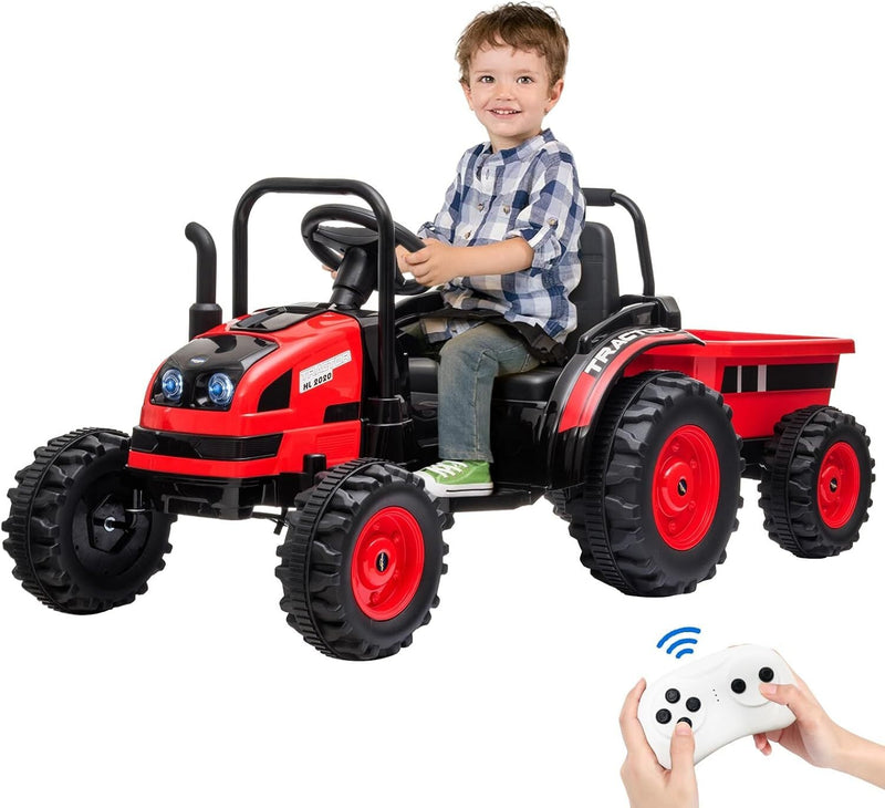 Load image into Gallery viewer, 12V Electric Kids Ride-On Tractor with Trailer and Remote Control
