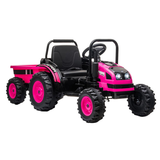 12V Electric Kids Ride-On Tractor with Trailer and Remote Control