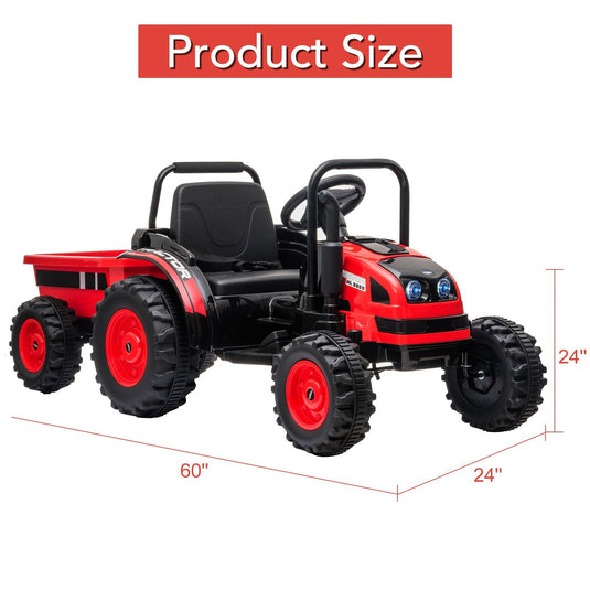 12V Electric Kids Ride-On Tractor with Trailer and Remote Control