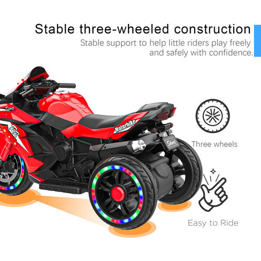 12V Electric Kids Ride-On Dirt Bike with 3 Wheels and Built-In Music