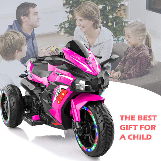 12V Electric Kids Ride-On Dirt Bike with 3 Wheels and Built-In Music
