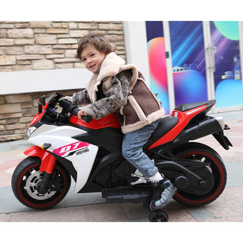 12V Electric Kids Ride-On Dirt Bike with Training Wheels for Children