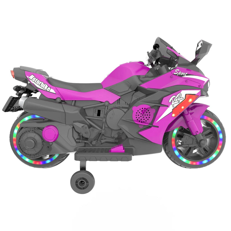 Load image into Gallery viewer, 12V Kids Electric Ride-On Dirt Bike Motorcycle with Training Wheels Purple
