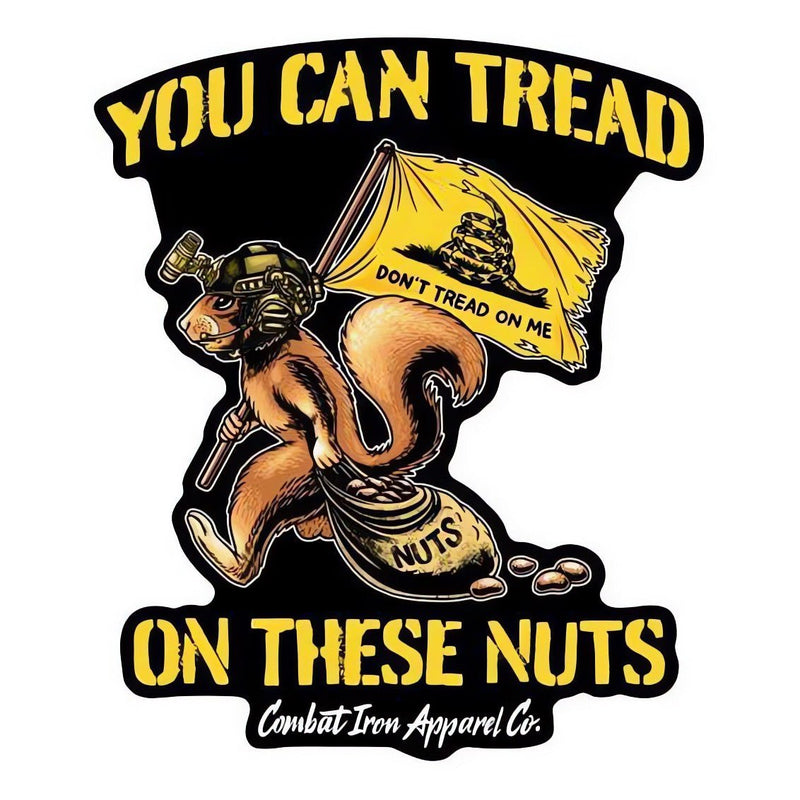 Load image into Gallery viewer, Tread On These Nuts Tactical Squirrel Decal Sticker
