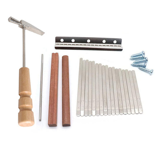 17-Key Thumb Piano Kalimba Set with Tuning Hammer, Keys, Screws, and Metal Bar