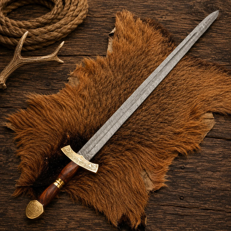 Load image into Gallery viewer, Damascus Viking Sword – Norse Valhalla Reaper Collector Blade

