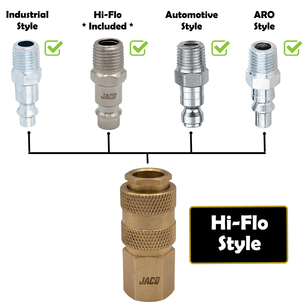 Hi-Flo Quick Connect Air Fittings | Plug & Coupler Kit - 1/4" NPT (Set of 12) - Skoutley Outdoors LLC