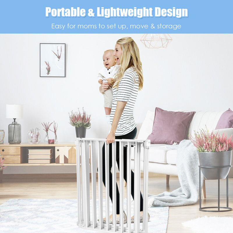 Load image into Gallery viewer, Versatile 8-Panel Metal Play Yard and Pet Barrier with Adjustable Wall Mount
