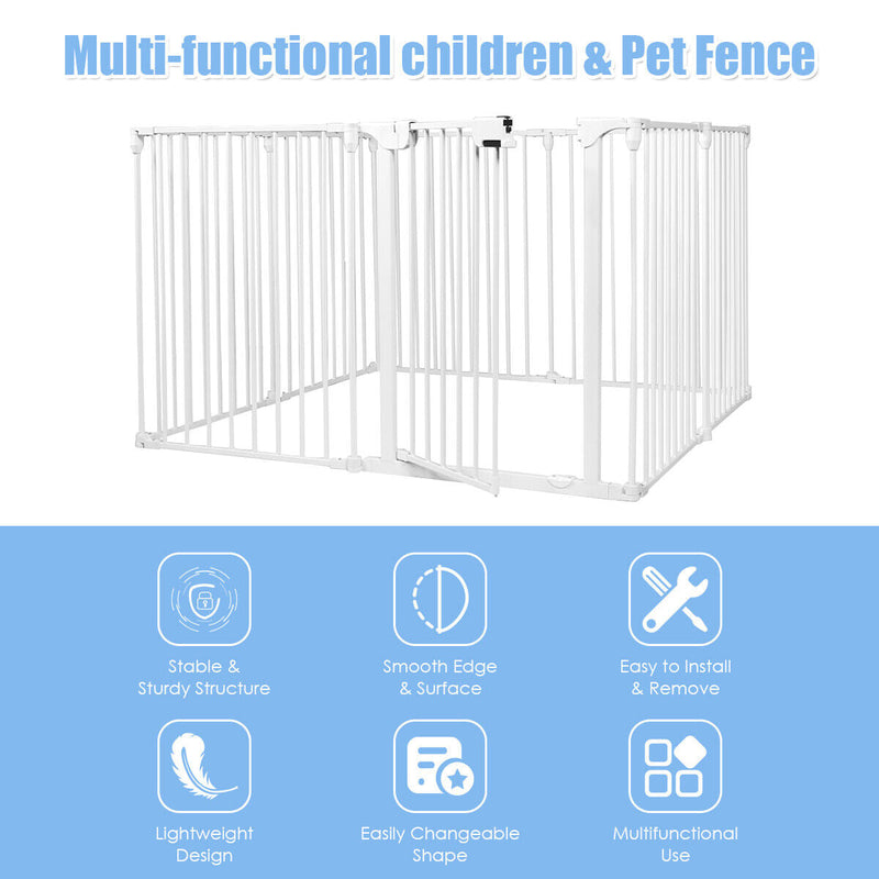 Load image into Gallery viewer, Versatile 8-Panel Metal Play Yard and Pet Barrier with Adjustable Wall Mount
