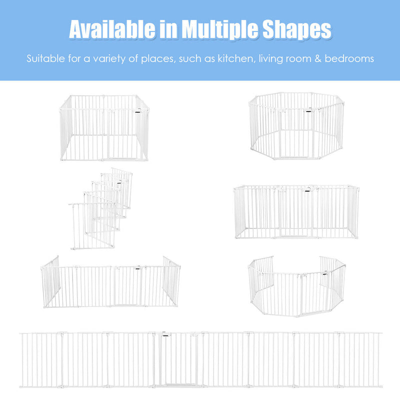 Load image into Gallery viewer, Versatile 8-Panel Metal Play Yard and Pet Barrier with Adjustable Wall Mount
