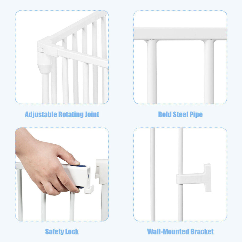 Load image into Gallery viewer, Versatile 8-Panel Metal Play Yard and Pet Barrier with Adjustable Wall Mount
