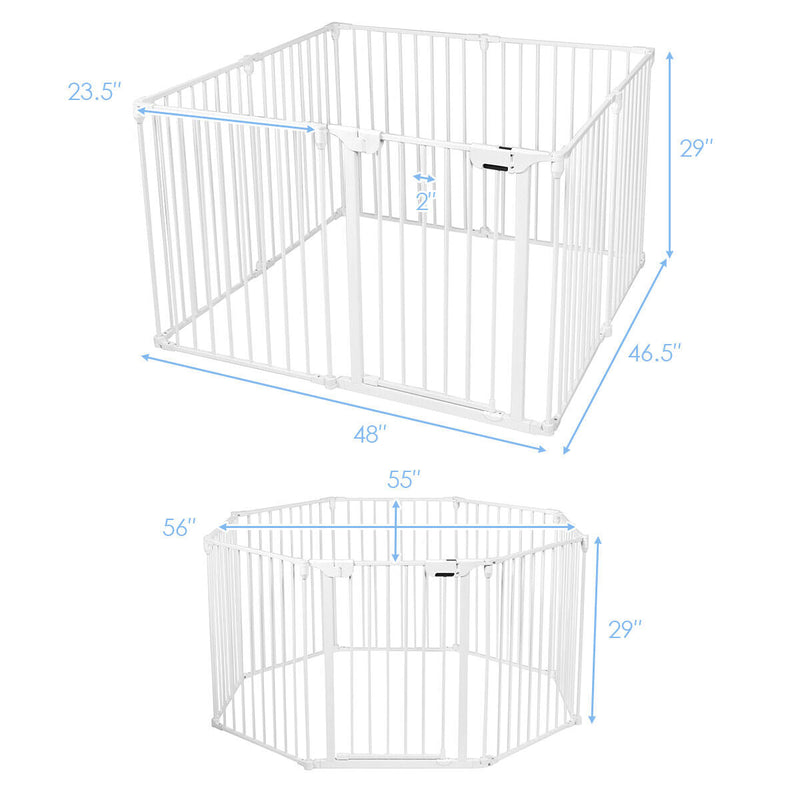 Load image into Gallery viewer, Versatile 8-Panel Metal Play Yard and Pet Barrier with Adjustable Wall Mount
