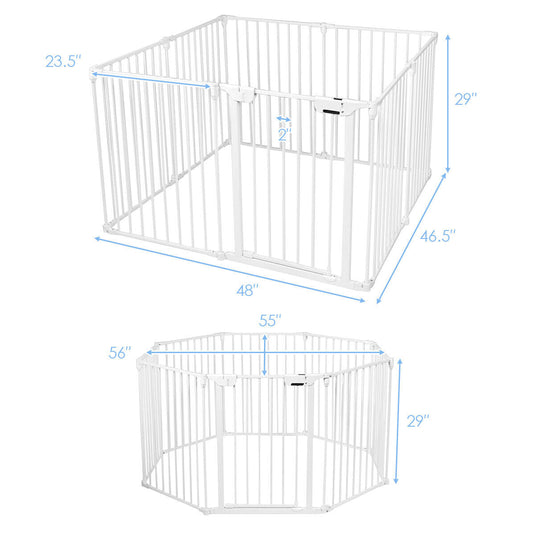 Versatile 8-Panel Metal Play Yard and Pet Barrier with Adjustable Wall Mount