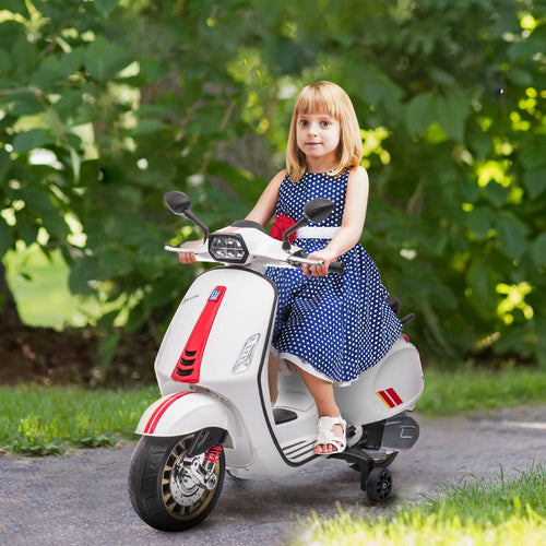 Licensed Vespa Electric Motorcycle for Kids with Music and FM Radio