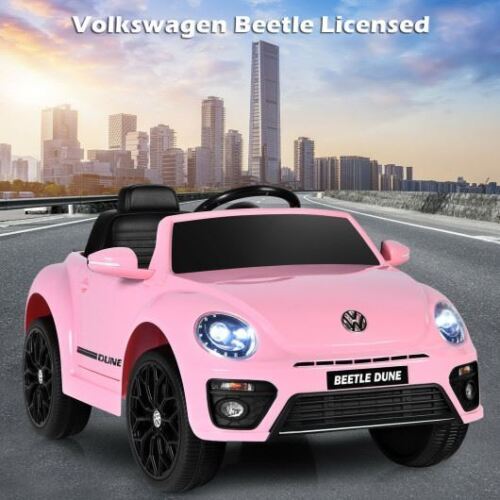 Vibrant Pink Volkswagen Beetle Kids Electric Ride On Car with Remote Control - Built to Last