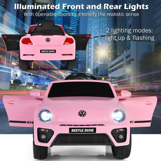 Vibrant Pink Volkswagen Beetle Kids Electric Ride On Car with Remote Control - Built to Last