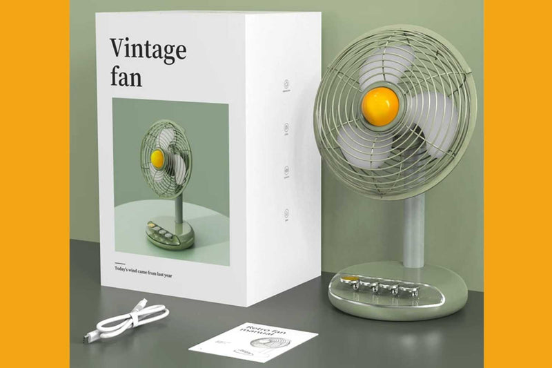 Load image into Gallery viewer, Vintage Rechargeable Fan + Aroma Diffuser
