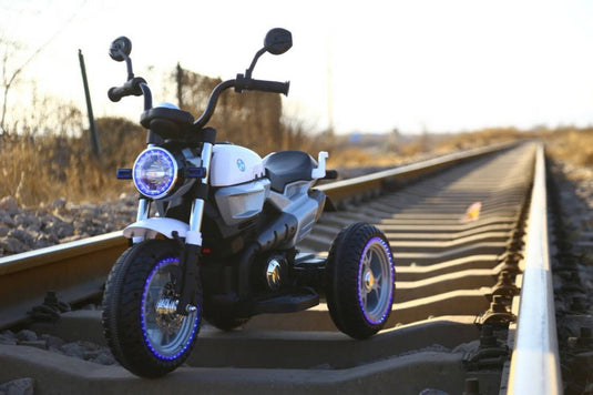 12V Kids Ride-On Motorcycle with 3 Wheels, LED Lights, and Audio Features
