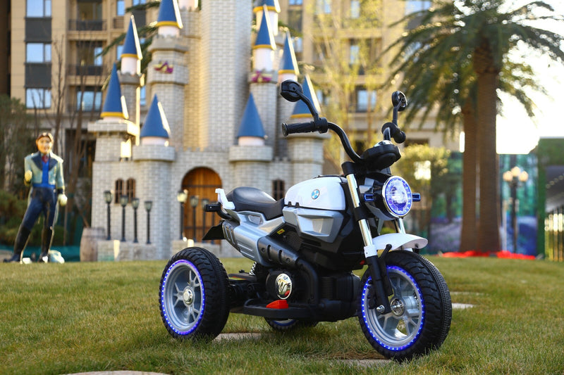 Load image into Gallery viewer, 12V Kids Ride-On Motorcycle with 3 Wheels, LED Lights, and Audio Features
