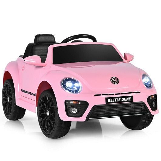 Load image into Gallery viewer, Electric Pink Kids Ride-On Car with Remote Control, Volkswagen Beetle Style
