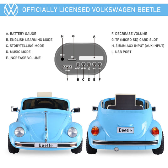 Volkswagen Beetle Kids Ride On Car with Extra Wide Tires - Perfect for Outdoor Play!